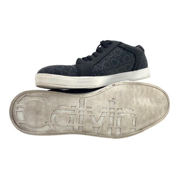 Calvin Klein Bowyer CK Monogram Smooth Mens Black Designer Sneakers Size 13 - Picture 12 of 14